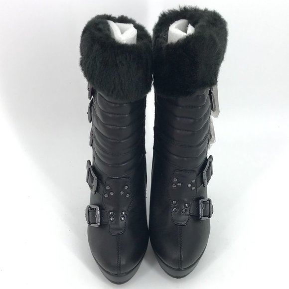 𝅺COPY - SHOE DAZZLE MAE BLACK PLATFORM ANKLE BOOTS SZ 6.5 NEW - Picture 3 of 9